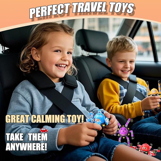 8Pcs Transformable Fidget Spinners for Kids Fidget Toys Teens Adults Sensory Toys with Autism ADHD Party Favors Travel Activities Easter Basket Stuffers Gifts for Kids Boys Girls B