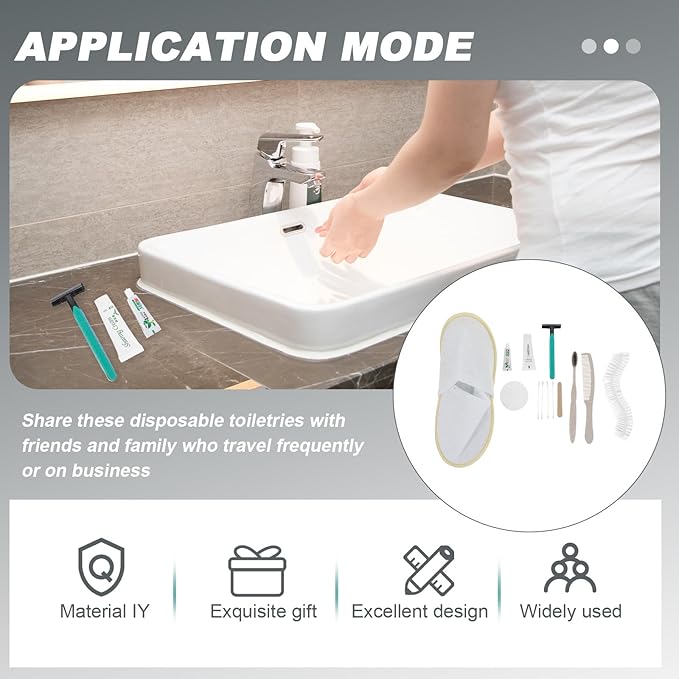 Disposable Hotel Toiletry Kit 24pcs Set Comb, Razor, Cotton Slippers, Toothbrush, Shower Cap, Personal Travel Essentials for Guesthouse and Hospitality Use Random Color