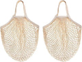 CABAX Cotton Mesh Produce Bags, Reusable Grocery Fruit Food Bags, Net String Shopping Tote Bag, Pack of 2