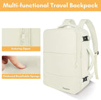 Taygeer Large Travel Backpack, 17 inch Laptop Backpack for Women, Airline Approved Personal Item Mochila, 40l Lightweight Luggage Carryon Work Bag for friend and Ladies Business Travel Hiking, Beige