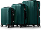 3 Piece Luggage Sets, Lightweight ABS Suitcase with 4 Spinner Wheels ＆ TSA Locks, Hardside Carry On Luggage Durable Suitcase Set for Family Travel Business - Dark Green, 20/24/28