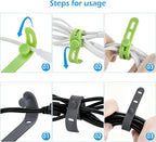 24 Pcs Silicone Cable Ties, Cord Organizer Ties, Cord Ties Reusable, Cord Wrap Cable Organizer 5Inch Cable Management (4 Color) Cbfoeyk