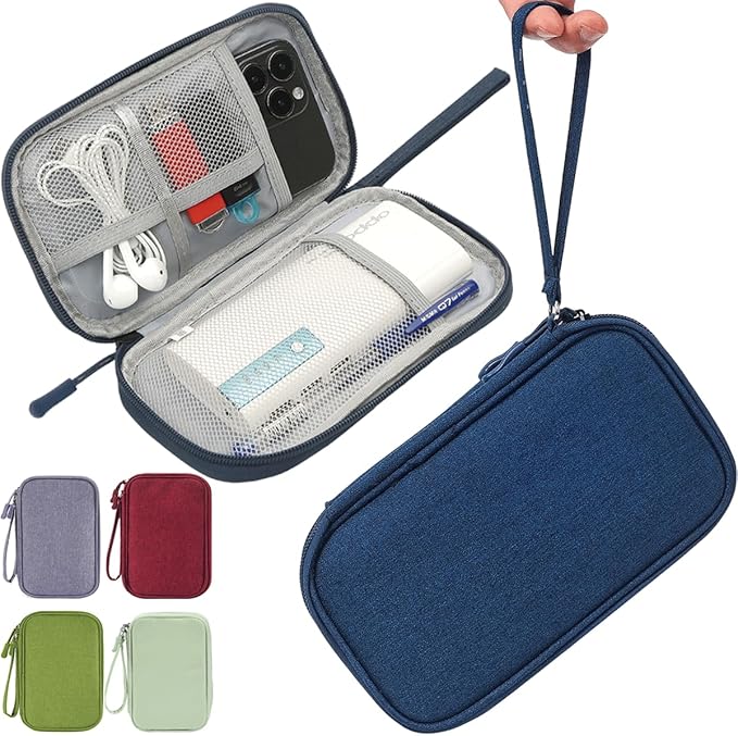CAAORDKSO Electronic Organizer Travel Cable Accessories Case, Organizer Bag, Accessories Pouch for Cable, USB, Cord, Charger, Phone, Power Bank, Earphone (Navy Blue)