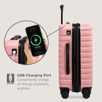 U.S. Traveler Boren Expandable Hardside Rugged Travel Luggage with 8 Spinner Wheels, Rose Pink, 3-Piece Set