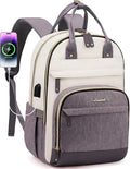 LOVEVOOK Backpack for Women,Laptop Backpack Women,Fits 17 Inch Laptop Bag,School Backpacks,Fashion Travel Work Anti-theft Bag,Waterproof Business Computer College Backpack Purse,Beige-Grey
