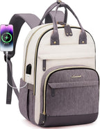 LOVEVOOK Backpack for Women,Laptop Backpack Women,Fits 17 Inch Laptop Bag,School Backpacks,Fashion Travel Work Anti-theft Bag,Waterproof Business Computer College Backpack Purse,Beige-Grey