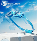 7 in 1 Swim Goggles + Swim Cap for Men Women,No Leak Anti-Fog & UV, Wide Visio HD Mirror PC Lens