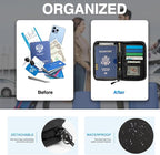 Passport Holder for Travel, Women Rfid Blocking Passport Wallet, Travel Essentials Premium Wallets, Waterproof Passport Holders Bag for Men Traveling, Travel Document Organizer Credit Cards Case