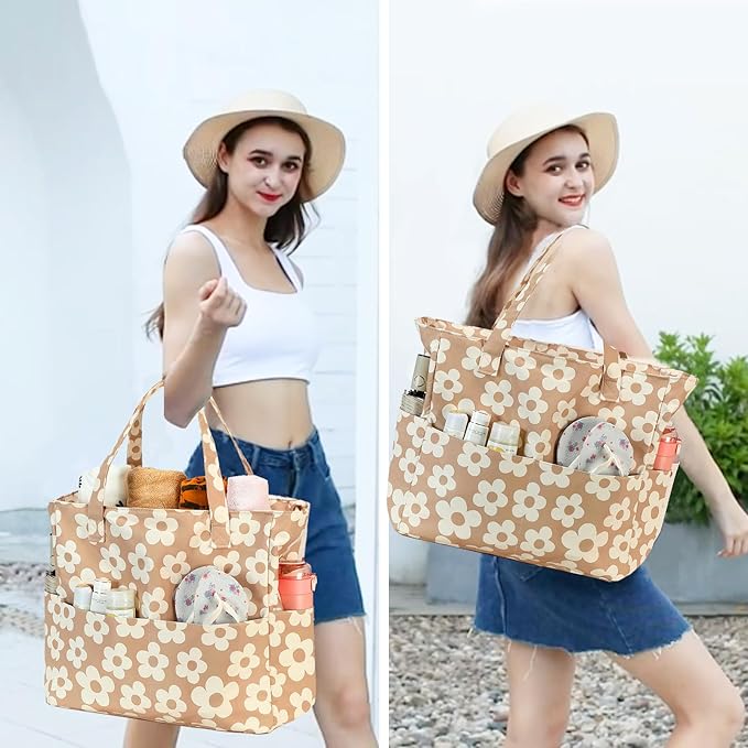 Bluboon Waterproof Beach Tote Pool Bags for Women Ladies Extra Large Carry On Bag With Wet Compartment for Weekender Travel