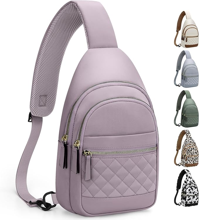 Capolo Sling Bag for Women Men Waterproof Crossbody Bags for Women Trendy Casual Fanny Pack with Convertible Shoulder Strap Chest Bag for Travel Hiking(Purple, Medium)