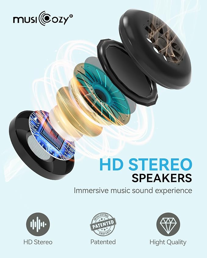 MUSICOZY Sleep Headphones Bluetooth 5.4 Headband Sleeping Eye Mask for Mom Women Men Wireless Music Earbuds Earphones for Side Sleepers Built-in HD Speakers Cool Gadgets Unique Gifts (Navy Blue)