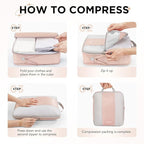 2 Set Compression Packing Cubes for Travel Essentials,Compressible Expandable Packing Cubes for Suitcase,OlarHike Luggage Organizer Bags for Travel,Handy Helper for Organizing Clothes(Beige)