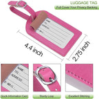 Passport Holder With Luggage Tag Cover Wallet RFID Blocking Leather Case Travel Essentials Accessories Travel Must Have(114#Pink)