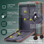 5 Piece Luggage Set w/TSA Locks & USB Port, Front Opening Hard Shell Luggage Sets, Expandable Suitcase Set with Wheels and Cup Holder(20"/24"/28") (Blue Grey)