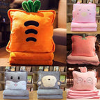 Fruit Throw Blanket and Pillow Set, Travel Blanket Compact Convenient Bed Throw Pillows with Airplane and Car Suitable for Office Nap Time (C, 67in x 59in)