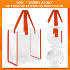 Eccliy 30 Pack 12x12x6 Inch Clear Tote Bag Stadium Approved Bulk Plastic Beach Tote Gift Bag with Handle for Gym Sports | 30 Pack, 12x12x6 Inch, Stadium Approved, Bulk, with Handle, Tote Gift Bag