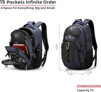 Swissdigital Design Laptop Backpack with USB Charging Port, Travel Backpack Fits 15.6 inches Computer, 31L College School Backpack for Men, Blue/Black | SD803-12