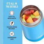 THERMOS FUNTAINER Insulated Food Jar, 16 Ounce, Kid Friendly Food Jar with Foldable Spoon, Denim Blue