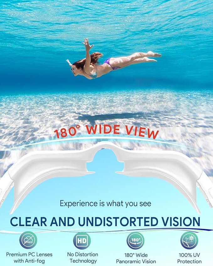 Swim Goggles, Polarized Adult Swimming Goggles Bungee Strap No Hair Pulling Anti-fog Pool Goggles for Men Women