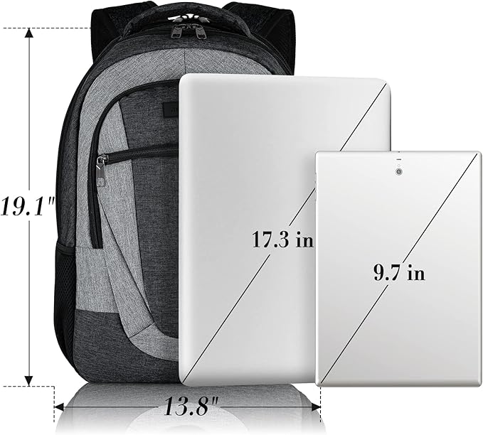 BIKROD Backpack for Men and Women, Extra Large School Backpacks for Teens, Water Resistant Back Pack Fits 17 Inch Laptop, Business Anti Theft Sturdy Computer Bag Gifts, Blackgrey