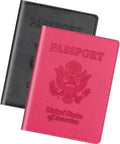 Passport Holder 2Pcs, Passport Cover Wallet Case for Women Men Family, Passports Book Holders Travel Must Haves Cruise Ship Essentials (Black & Rose Red)