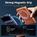 Qi2 Magnetic Portable Charger 10000mAh, 15W Wireless & 22.5W USB-C Fast Charger with Stand & LED Display, for iPhone 17/16/15/14,Orange