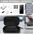 White Flowers Travel Cord Organizer Case Cord Organizer Travel Large Storage Bag holds Phone Power Bank SD Card Tech Accessory Electronic Accessories Carry Case