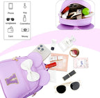 KKXIU Girls Initial Bowknot Cute Mini Backpack for Toddler, Travel Small Girl Backpacks, Personalized Birthday Gifts for Little Girls and Kids(V, Purple)