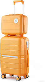Hard Shell Luggage Sets 4 Piece with 360 Spinner Wheels,Lightweight Suitcase Set with TSA Lock,Travel Luggage Set with Telescoping Handle,Light and Strong,Easy to Clean (Orange)