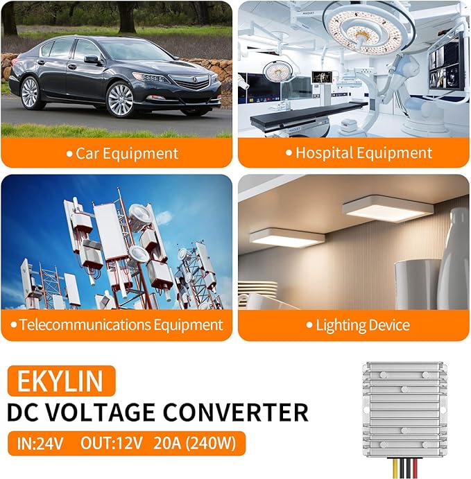 24v to 12v Converter, 20A 240W Supply Step Down Converter for Heavy Duty Truck Car Power Reducer Regulator for Auto Car Truck Vehicle Boat Solar System etc.(DC15-40V Inputs)
