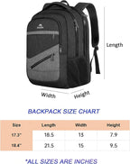 MATEIN Extra Large 50 L Travel Laptop Backpack, Water Resistant Work Computer Backpack with Anti Theft Pocket, TSA Friendly Business Daypack with Multiple Organizer Pockets for Men, Black Grey