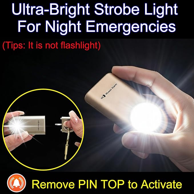 130dB Personal Safety Alarm Ultra Bright Strobe Light Loud Sound Keychain Siren with Carabiner for Women, School Children, Night Runners. Hiking Alarm Bear Deterrent. SOS Emergency Alerts. Blue