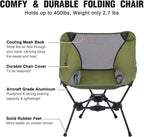 MOON LENCE Portable Camping Chair Backpacking Chair - The 4th Generation Ultralight Folding Chair - Compact, Lightweight Foldable Chairs for Hiking Mountaineering, Beach (Green-2Pack)