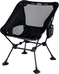 iClimb Ultralight Compact Camping Folding Beach Chair with Anti-Sinking Large Feet and Back Support Webbing (Black - Square Frame - 2PC)
