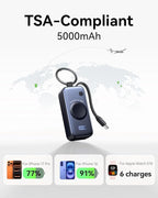 INIU 3-in-1 Portable Charger, 5000mAh Power Bank with Watch Charger & Built-in Cable, Compact 20W Fast Charging Battery Pack, Key Chain & Travel Essential for iPhone 16 15, Apple Watch, etc