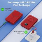 6 in 1 Magnetic Portable Charger for iPhone with Built-in Cables, 10800mAh 25W PD Fast Charging Power Bank, 6 Outputs Travel Essential Battery Pack for iPhone 17/16/15/14/13/12,Apple Watch (Red)