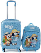 AI ACCESSORY INNOVATIONS Bluey Kids Luggage and Backpack Set - 18" Luggage Suitcase With Wheels, 13.75" Backpack