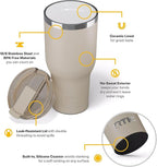 RTIC 40oz Essential Tumbler with Lid, Ceramic Lined, Insulated, Stainless Steel, Metal, Double Wall Vacuum-Insulation, Travel Cup for Iced Coffee, Tea, Hot and Cold Drink, Beach