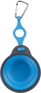 Dexas Pets Collapsible Travel Pet Cup with Bottle Holder and Carabiner, Pro Blue