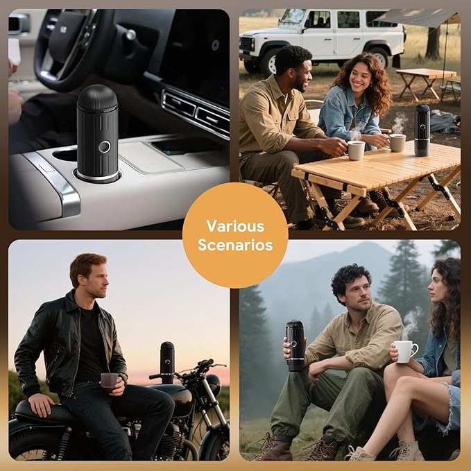 Portable Electric Espresso Coffee Maker for Ground Coffee & NS Capsule Fast Self-Heating Technology‌ with USB-C Perfect for RV, Hiking, Camping, Office & On-the-Go Lifestyles, Christmas Gift for Men