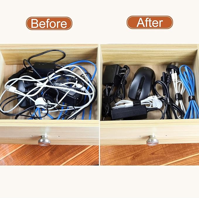 MVYC 200PCS Reusable Cable Ties Wire Ties Cord Organizer Cable Organizer Adjustable Cable Management 4+6+8+10 inch 5 Colors