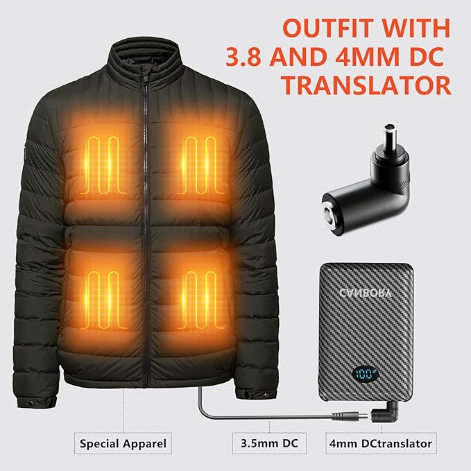2 Pack 5V 2A/3A Battery Pack for Heated Vest Heated Jacket, 12000mAh Power Bank for Heated Apparel with LED Display with 7.4V DC Port