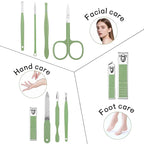 Manicure Set Gift for Women Men, Easter Basket Stuffers for Teens Boys, 10 In 1 Finger and Toe Nail Clippers Kit, Men's Grooming Pedicure Tools with Portable Travel Case, Matcha Green
