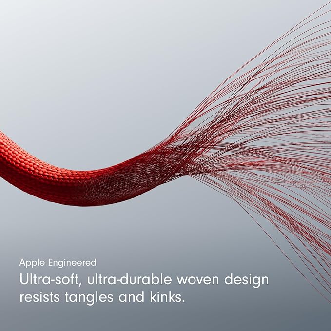 Beats USB-A to USB-C Woven Cable Fast Charging Durable and Tangle-Free Design Compatible Charger for Apple & Android Devices (1.5 m, 5 ft) - Rapid Red