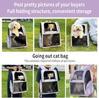 Cat Backpack Carrier for Small Dogs and Medium cat Puppy Kitten Bunny Pet Carrier Backpack Collapsible with Fully Ventilated Mesh with Safety Leash (Purple, 12.9" L x 10.62" W x 15.5" H - M)