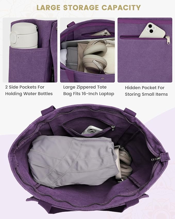 Gonex Yoga Mat Bag, Yoga Gym Bag Tote Bag with Multi Pockets For Women Men, Canvas Yoga Mat Carrier Take in Out Mat Easily For Pilates Travel Workout Office