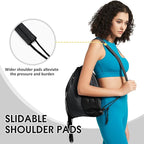 WANDF Drawstring Backpack with Shoulder Pad Sports Gym Backpack with Mesh Pocket String Bag for Women Men(Black)