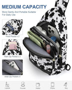 Capolo Sling Bag for Women Men Waterproof Crossbody Bags for Women Trendy Casual Fanny Pack with Convertible Shoulder Strap Chest Bag for Travel Hiking(Cow Print, Medium)