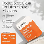 FOMIN - Antibacterial Paper Soap Sheets for Traveling - 300 Orange Portable Hand Soap Sheets for Travel in Tin - Dissolvable Mini Portable Travel Soap Sheet for Hand Washing, Camping and Hiking