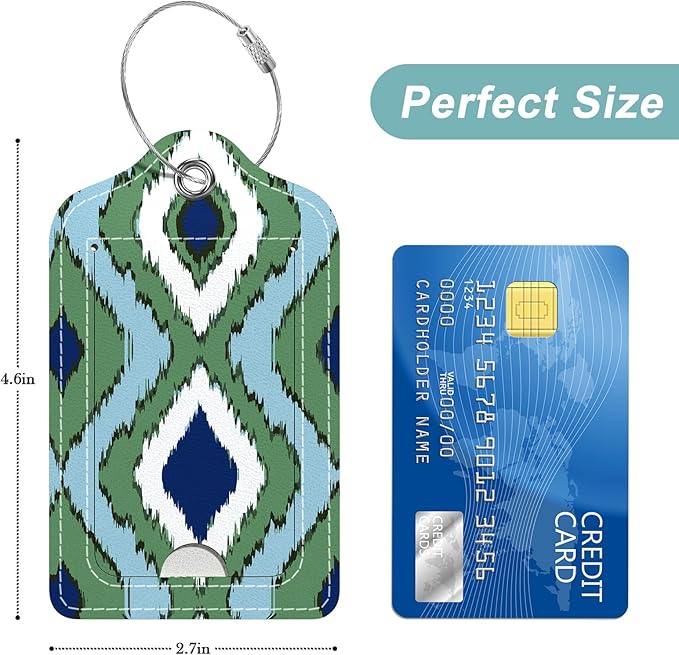 Rimilak 3 Pcs PU Leather Luggage Tags for Suitcase, Travel Cruise Luggage Tag with Privacy Flap, Name ID Label and Metal Loop for Women Men Baggage Handbag School Bag Backpack, Abstract Diamond